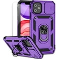 thumbnail image 1 of for iPhone 11 Case with Camera Lens Cover HD Screen Protector, Dual Layer [15 FT Military Grade Drop Protection] Magnetic Ring Holder Kickstand Protective Phone Case for iPhone 11 6.1 inch (Purple), 1 of 16