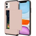 thumbnail image 1 of for iPhone 11 Case with Card Holder, Dual Layer iPhone 11 Phone Case Heavy Duty iPhone 11 Wallet Case Shockproof Anti Scratch Soft Rubber Bumper Case for iPhone 11 6.1 inch (Light Pink), 1 of 7