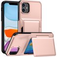 thumbnail image 1 of For iPhone 11 Case with Card Holder Heavy Duty Protective Kickstand Dual Layer Shockproof Hidden Card Slot Slim Wallet Military Protection Rugged Case for iPhone 11,Rosegold, 1 of 11