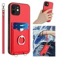 thumbnail image 1 of for iPhone 11 Case, Card Holder Wallet Case, Ring Holder Stand, Wrist Hand Strap, PU Leather Anti-Scratch Shockproof Protective Flip Phone Cover for iPhone 11 Case, Red, 1 of 7