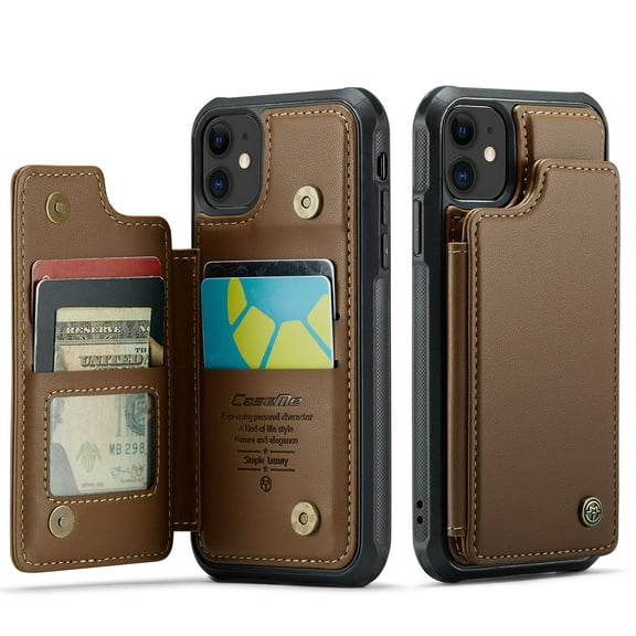 for iPhone 11 Case with Card Holder, Wallet Case for Women Men with RFID Blocking, Durable Leather Kickstand Magnetic Clasp Shockproof Phone Case for iPhone 11