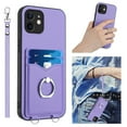 thumbnail image 1 of for iPhone 11 Case, Card Holder Wallet Case, Ring Holder Stand, Wrist Hand Strap, PU Leather Anti-Scratch Shockproof Protective Flip Phone Cover for iPhone 11 Case, Purple, 1 of 8