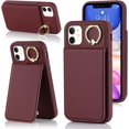 thumbnail image 1 of iPhone 11 Case with Card Holder for Women, iPhone 11 Phone Case Wallet with Credit with Ring Kickstand Shockproof Slim Stand Case for iPhone11 - Red Wine, 1 of 15