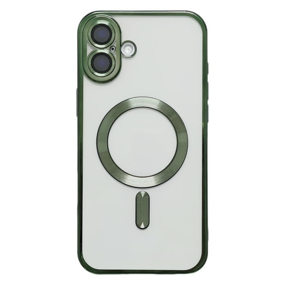 for iPhone 11 Case Clear Magnetic, Ultra Thin Plating edge Cover Compatible with Magsafe Phone Case for Women Men Girl, Cute Soft TPU Silicone & Hard PC Transparent Anti-Yellow, Darkgreen