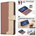 thumbnail image 1 of for iPhone 11 Case, Color Blocking Design PU Leather [RFID Blocking] Wallet Case, Card Slots Flip Kickstand Full Body Protective Purse Phone Cover Compatible for iPhone 11, Brown, 1 of 7