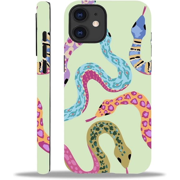 for iPhone 11 Case, Colorful Snakes Pattern Print Matte Phone Case Funny Liquid Silicone Case Impact Resistant Anti-Scratch Shockproof Protective Cover