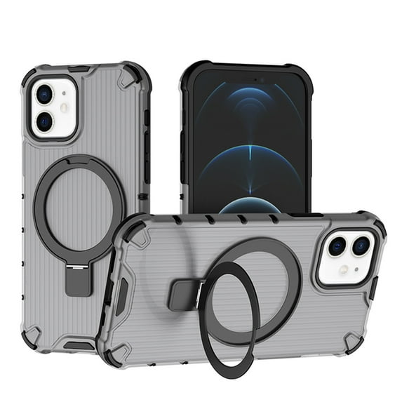 for iPhone 11 Case Compatible with MagSafe Rugged Grip Back Case with Magnetic Ring Adjustable Stand Military Grade Heavy Duty Protection Shockproof Anti-Scratch Phone Cover,BlackBlack
