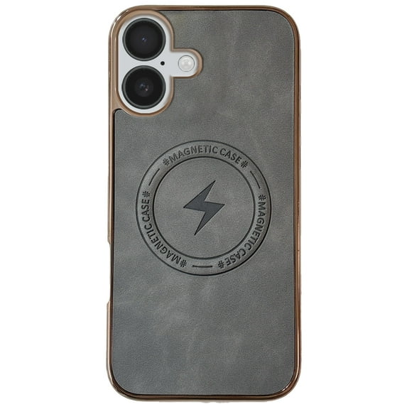 for iPhone 11 Case Compatible with MagSafe,Vintage Classic Leather Luxury Business Vintage PU Cover,Plating Edge Anti-Scratch Shockproof Case for iPhone 11,Gray