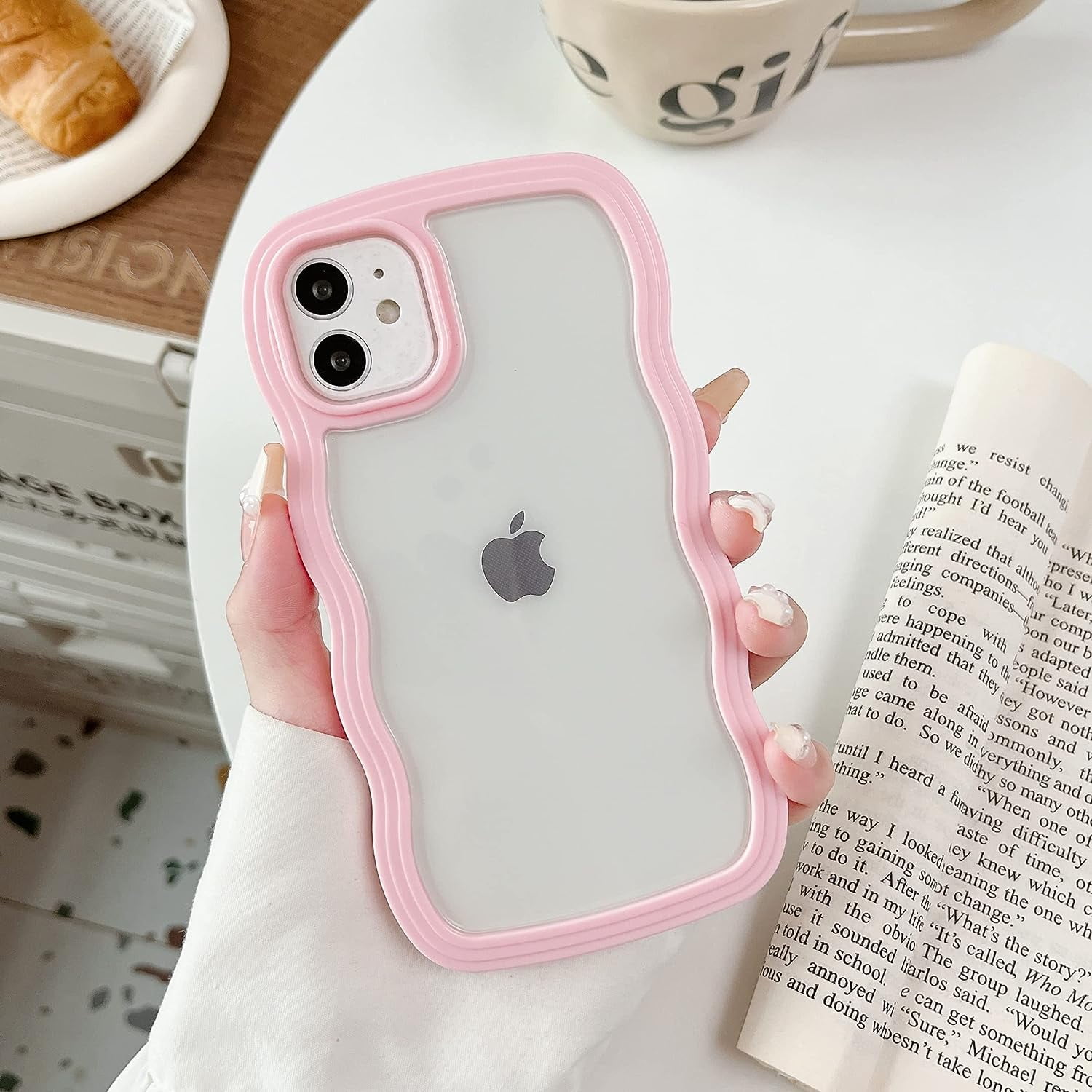 for iPhone 11 Case, Curly Wave Frame Cute Phone Case Clear Wavy