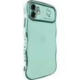thumbnail image 1 of for iPhone 11 Case,Curly Wavy Grip Design Plated Love Heart Luxury Phone Case, Full Camera Lens Protection Fun Cute Side Small Pattern Electroplate Slim Soft Wave Case for iPhone 11,Mint Green, 1 of 17