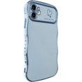 thumbnail image 1 of for iPhone 11 Case,Curly Wavy Grip Design Plated Love Heart Luxury Phone Case, Full Camera Lens Protection Fun Cute Side Small Pattern Electroplate Slim Soft Wave Case for iPhone 11,Blue, 1 of 17