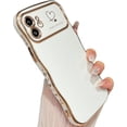 thumbnail image 1 of for iPhone 11 Case,Curly Wavy Grip Design Plated Love Heart Luxury Phone Case, Full Camera Lens Protection Fun Cute Side Small Pattern Electroplate Slim Soft Wave Case for iPhone 11,White, 1 of 14