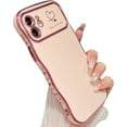 thumbnail image 1 of for iPhone 11 Case,Curly Wavy Grip Design Plated Love Heart Luxury Phone Case, Full Camera Lens Protection Fun Cute Side Small Pattern Electroplate Slim Soft Wave Case for iPhone 11,Pink, 1 of 15