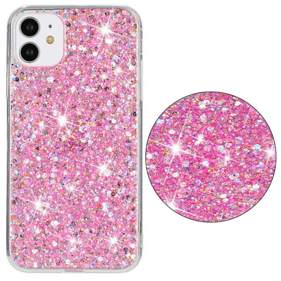 For iPhone 11 Case,Cute Glitter Bling Twinkle Stardust with Drop Protection Shockproof Soft TPU Slim Flexible Phone Case Girls/Women Protective case for iPhone 11,Anti Scratch,Pink