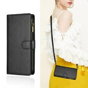 iPhone 11 Case ,Detachable Crossbody Lanyard Neck Strap Zipper Card Holders PU Leather Wallet Compatible with iPhone 11 Cover