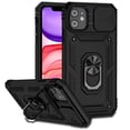 thumbnail image 1 of iPhone 11 Case,Dteck Shockproof Rubber Rugged Case Hybrid Hard Ring Holder Kickstand Slide Camera Lens Protector Cover for Apple iPhone 11,Black, 1 of 8