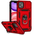thumbnail image 1 of iPhone 11 Case,Dteck Shockproof Rubber Rugged Case Hybrid Hard Ring Holder Kickstand Slide Camera Lens Protector Cover for Apple iPhone 11,Red, 1 of 8