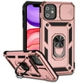 thumbnail image 1 of iPhone 11 Case,Dteck Shockproof Rubber Rugged Case Hybrid Hard Ring Holder Kickstand Slide Camera Lens Protector Cover for Apple iPhone 11,Rosegold, 1 of 8