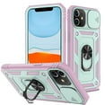 thumbnail image 1 of iPhone 11 Case,Dteck Shockproof Rubber Slide Camera Lens Protection Hybrid PC Ring Holder Kickstand Card Slot Design Cover For Apple iPhone 11 6.1-inch,Green+Pink, 1 of 9