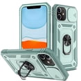 thumbnail image 1 of iPhone 11 Case,Dteck Shockproof Rubber Slide Camera Lens Protection Hybrid PC Ring Holder Kickstand Card Slot Design Cover For Apple iPhone 11 6.1-inch,Green, 1 of 9