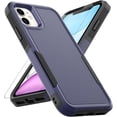 thumbnail image 1 of for iPhone 11 Case: Dual Layer Protective Heavy Duty Cell Phone Case Shockproof Rugged Bumper Tough with Screen Protector - 16ft Military Grade Drop Tested for Appple iPhone 11 (6.1 inch), Blue, 1 of 16