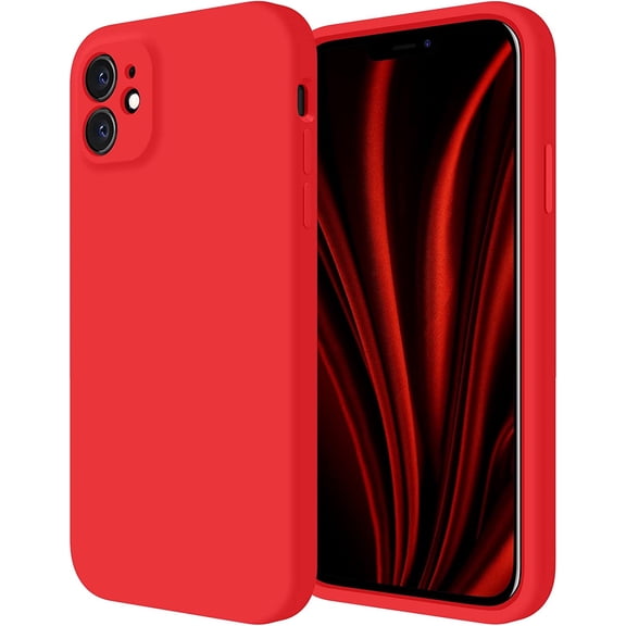 iPhone 11 Case, [ Edge] Upgraded [Camera Protecion] Silicone Phone Case with Soft Anti-Scratch Microfiber Lining, 6.1 inch, Red