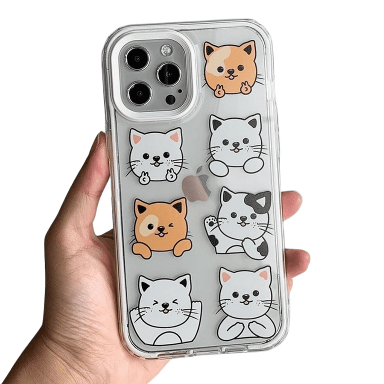 iPhone 11 Case Heavy duty Clear Cute Cat Case Armor iPhone 11 Cats Cases Shockproof Bumper Case White CASELIX