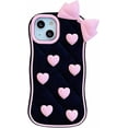 thumbnail image 1 of for iPhone 11 Case Kawaii Phone Cases,Cute 3D Cartoon Black Silicone Phone Case with Pink Love Bow Soft Shockproof Protective Case Funny for iPhone 11 Women Girls, 1 of 15