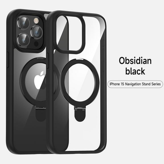 For iPhone 11 Case with Magnetic Invisible Stand Compatible with MagSafe Transparent Matte iPhone 11 Phone Case  with Ring Holder for Shockproof Protective Phone Case,  Black