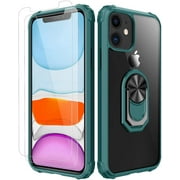 iPhone 11 Case,[ Military Grade ] with [ Glass Screen Protector] 15ft. Drop Tested Protective Case, Kickstand, Compatible with Apple iPhone 11 Case 6.1 Inch -Dark Green