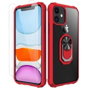 iPhone 11 Case, [ Military Grade ] with [ Glass Screen Protector] 15ft. Drop Tested Protective Case | Kickstand | Compatible with Apple iPhone 11 Case -Red