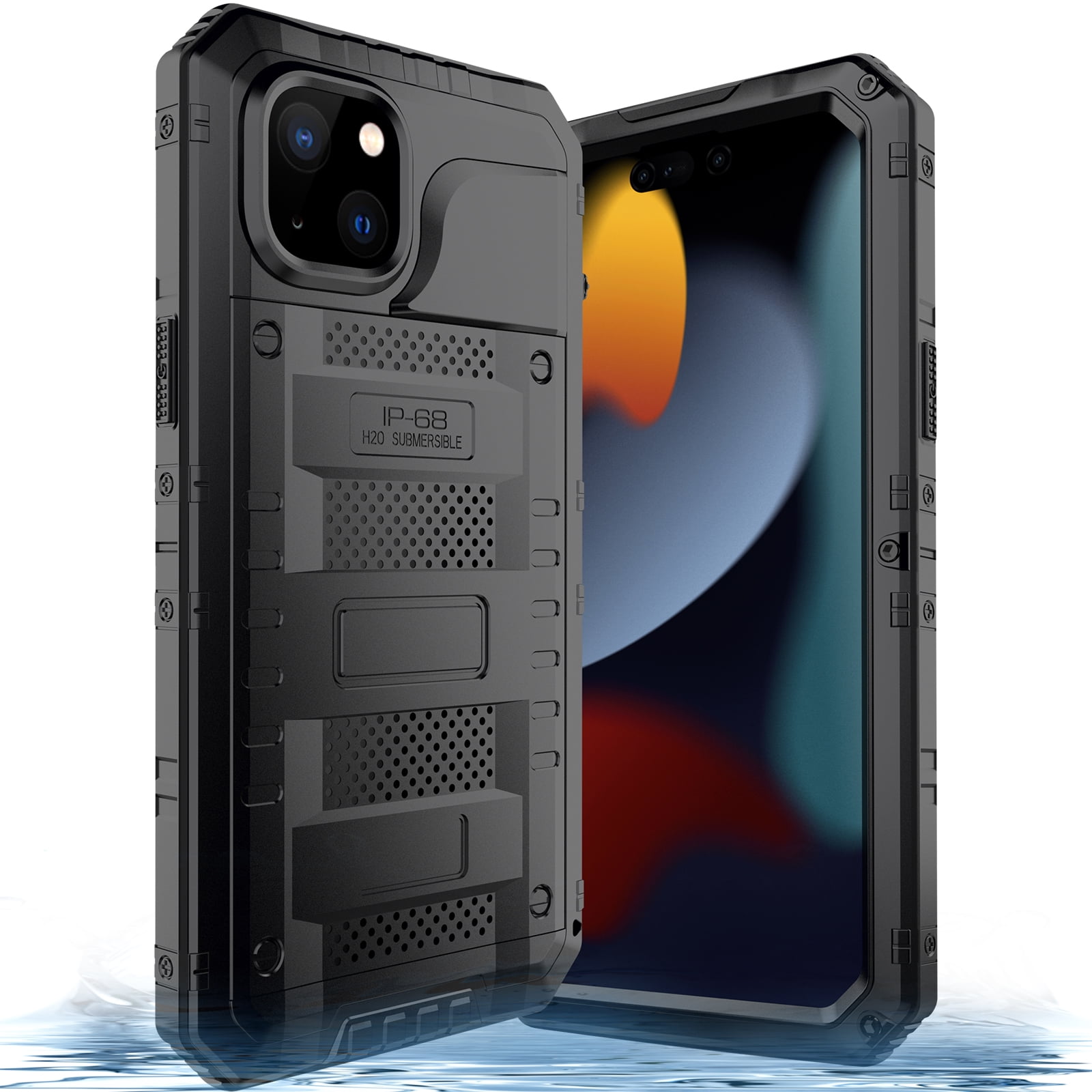 for iPhone 11 Case, Military Grade IP68 Waterproof Dustproof Shockproof Full Body Sealed Underwater Case with Built-in Screen Protector Heavy Duty Metal Rugged Defender Phone Case,Black
