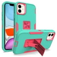 thumbnail image 1 of for iPhone 11 Case: Military Grade Protection Shockproof Phone Cover Build-in Hidden Kickstand & Rugged TPU Shell | Matte Durable Drop Proof Heavy Duty Case,Green+Rose, 1 of 6