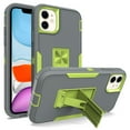 thumbnail image 1 of for iPhone 11 Case: Military Grade Protection Shockproof Phone Cover Build-in Hidden Kickstand & Rugged TPU Shell | Matte Durable Drop Proof Heavy Duty Case,Gray+Lightgreen, 1 of 6