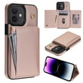 thumbnail image 1 of for iPhone 11 Case, PU Leather Crossbody Wallet Case with Card Holder, Kickstand, Magnetic Clasp Folio Zipper Purse, Adjustable Removable Strap, Protective Back Cover, Rosegold, 1 of 1