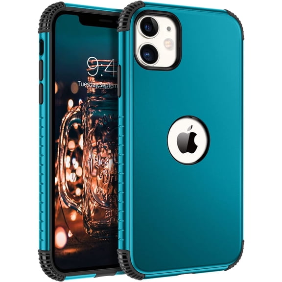 for iPhone 11 Case, Phone Case iPhone 11, Heavy Duty 2 in 1 Full Rugged Shockproof Protection Hybrid Hard PC Bumper Drop Protective Girls Women Boy Men Covers for iPhone 11, Deep Blue Design