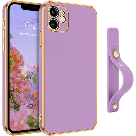iPhone 11 Case,Phone Cases for iPhone 11,Slim Fit Soft TPU with Adjustable Wristband Kickstand Scratch Resistant Shockproof Protective Cover for Apple iPhone 11 6.1 Inch 2019,Lavender Purple