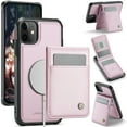 thumbnail image 1 of for iPhone 11 Case with RFID Blocking Card Holder iPhone 11 Case Magsafe Compatible Phone case Kickstand Wallet 2 in 1 Detachable Magnetic Leather Cover for Men Women, Pink, 1 of 12