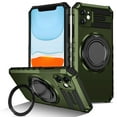thumbnail image 1 of For iPhone 11 Case with Ring Stand,2-Layer Full Body Heavy Duty Shockproof Rugged,360°Rotatable Ring Holder Magnetic Kickstand,Non-Slip Protective Phone Case for iPhone 11,Darkgreen, 1 of 11