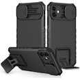 thumbnail image 1 of for iPhone 11 Case with Slide Camera Cover, ArmourSilicone TPU Bumper Tough PC Cover with Bulit in Kickstand, Military Shockproof Absorption Protective Cell Phone Case for iPhone 11 Black, 1 of 14