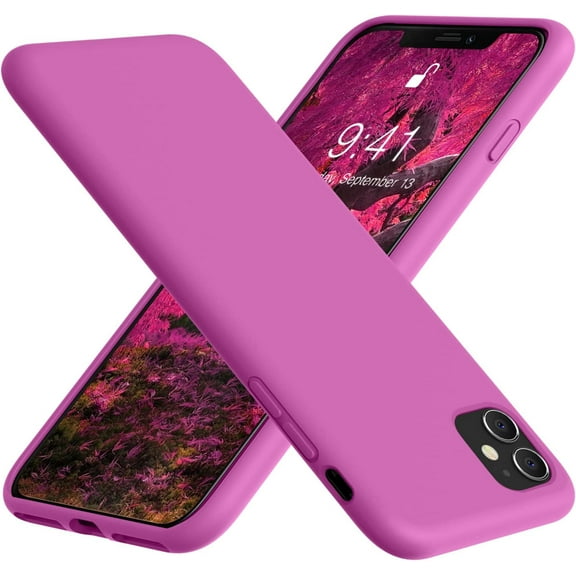 for iPhone 11 Case, Soft Liquid Silicone Slim Rubber Full Body Protective iPhone 11 Case Cover (with Soft Microfiber Lining) Design for iPhone 11 - Pitaya