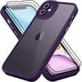 thumbnail image 1 of for iPhone 11 Case Sparkly Diamond Crystal Metal Bling Camera Lens Cover Back Clear & Matte Bumper Silicone Shockproof Protective Case + Screen Protector for Girls and Women -Purple, 1 of 12