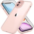 thumbnail image 1 of for iPhone 11 Case Sparkly Diamond Crystal Metal Bling Camera Lens Cover Back Clear & Matte Bumper Silicone Shockproof Protective Case + Screen Protector for Girls and Women -Pink, 1 of 12