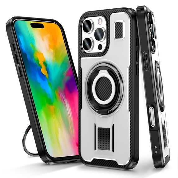 for iPhone 11 Case with Stand, Shockproof Drop Resistant Protection Cover Finger Ring Rugged Phone Case with Built-in 360° Rotatable Ring Kickstand for iPhone 11, White