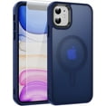 thumbnail image 1 of for iPhone 11 Case Strong Magnetic, Compatible with MagSafe Wireless Charging [Screen Protector] Anti-Fingerprint, Translucent Matte Back Slim Protective Phone Case for iPhone 11 6.1", Blue, 1 of 7