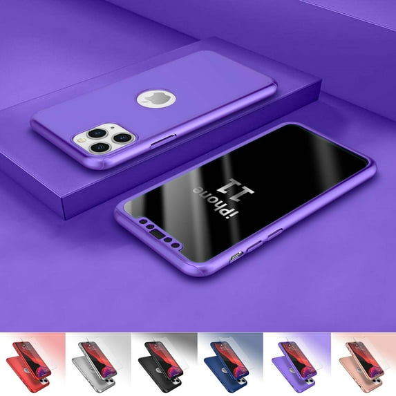 iPhone 11 Case, Sturdy Case for iPhone XI Pro, iPhone 11 Screen Protector, Njjex Ultra-Thin Hard Plastic Full Protective Cover with Tempered Glass Screen Protector Case Cover -Purple
