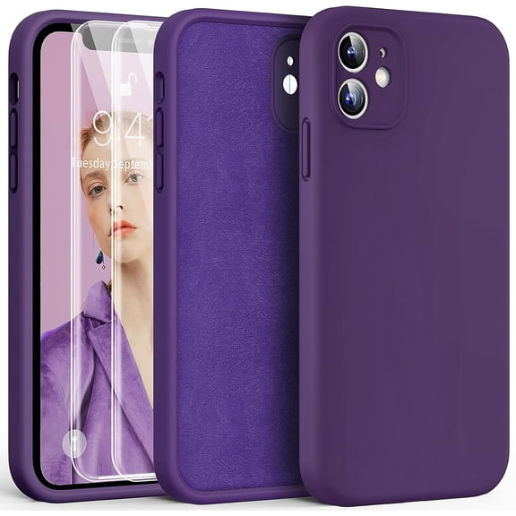for iPhone 11 Case, Upgraded Full Camera Lens Protection, Liquid Silicone Ultra Slim Shockproof Non-Slip with Soft Anti-Scratch Microfiber for iPhone 11, 6.1 inch, Midnight Purple