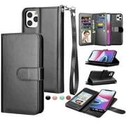 iPhone 11 Case, Wallet Case iPhone XI 6.1", iPhone 11 PU Leather Case, Njjex PU Leather Magnet Stand Wallet Credit Card Holder Flip Case 9 Card Slots Case For Apple iPhone 11 6.1" 2019 -Black
