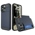 thumbnail image 1 of for iPhone 11 Case Wallet Credit Card Holder ID Slot Sliding Door Hidden Pocket Men Women Anti-Scratch Dual Layer Hybrid Bumper Armor Protective Shell Back Cover,Darkblue, 1 of 12