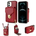 thumbnail image 1 of for iPhone 11 Case Wallet with Shoulder Strap for Women - Crossbody Lanyard,Zipper Pocket,Credit Card Holder,Shockproof - Metal Buckle Closure Premium PU Leather Case for iPhone 11, Red, 1 of 9